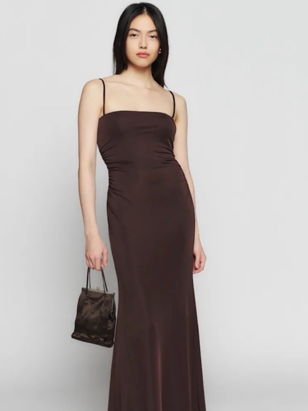 Reformation Brown Slinky Maxi Dress